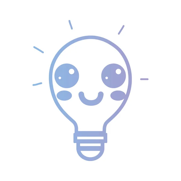 Lijn Kawaii Schattig Gelukkig Lamp Idee Vectorillustratie — Stockvector