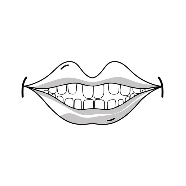 Linia Szczęśliwy Usta Zębów Projekt Ikona Ilustracja Wektorowa — Wektor stockowy