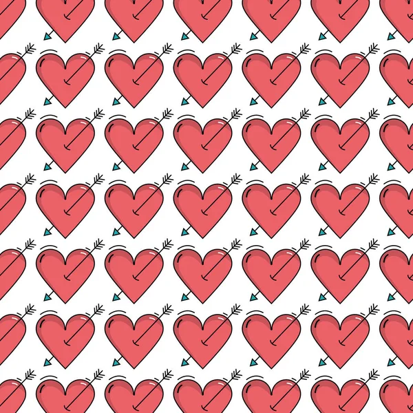 Beauty Romantic Heart Arrow Background Design Vector Illustration — Stock Vector