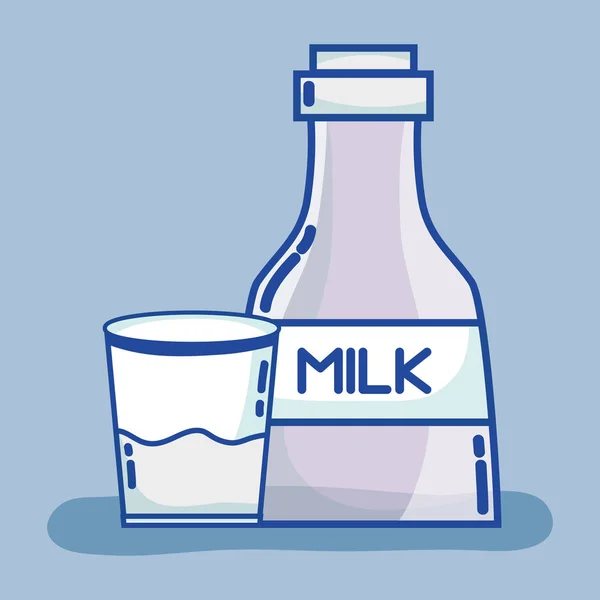 Abbildung Milchflasche Und Gläserner Ernährungsvektor — Stockvektor