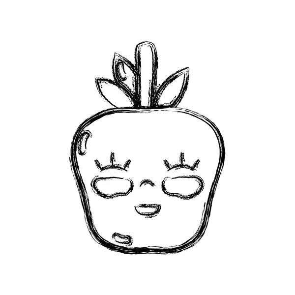 Figure Kawaii Cute Happy Apple Fruit Vector Illustration — Stock Vector