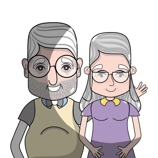 Viejo Coupé Personas Con Gafas Peinado Vector Ilustración — Vector de stock