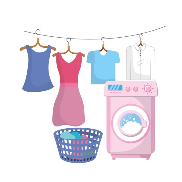 Wäscherei Mit Elektrischen Geräten Und Häuslicher Vektor Illustration — Stockvektor