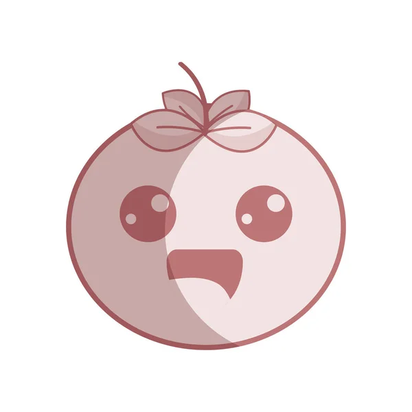 Silueta Kawaii Agradable Tomate Feliz Vegetal Vector Ilustración — Archivo Imágenes Vectoriales