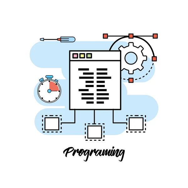 Technology Information Programming System Code Vector Illustration — Stock Vector