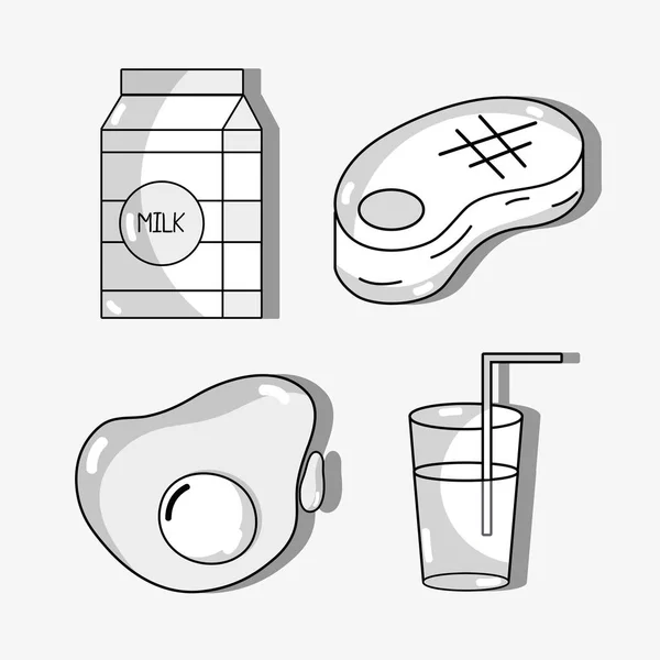 Set Frisches Bio Protein Nährwertvektor Illustration — Stockvektor