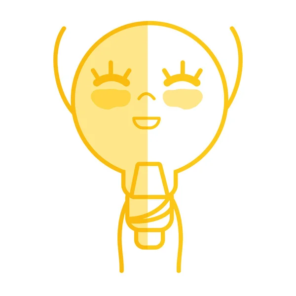 Silhouette Kawaii Cute Happy Bulb Energy Arms Vector Illustration — Stock Vector