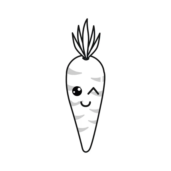 剪影卡瓦伊可爱的快乐胡萝卜蔬菜 向量例证 — 图库矢量图片