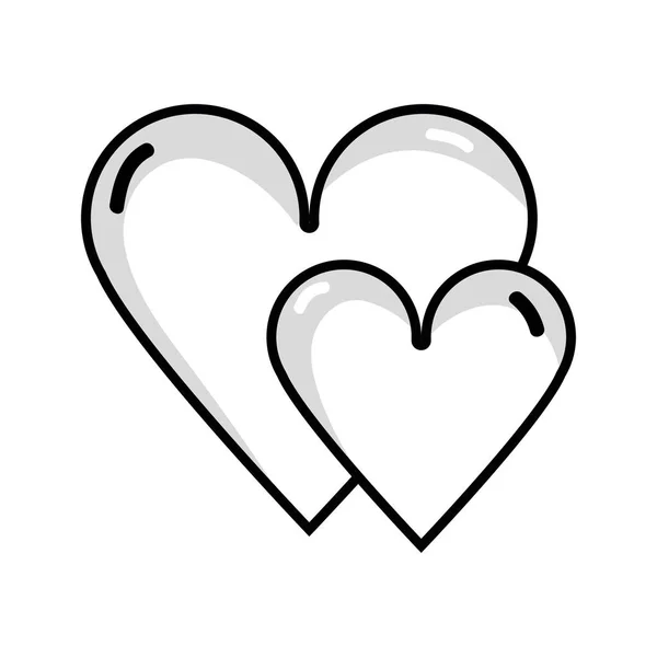 Szépség Vonal Hearts Egy Romantikus Dekoráció Design Vektor Illusztráció — Stock Vector