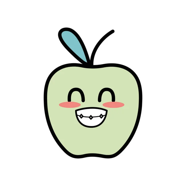 Kawaii กตลกแอปเป ลผลไม เวกเตอร ภาพ — ภาพเวกเตอร์สต็อก