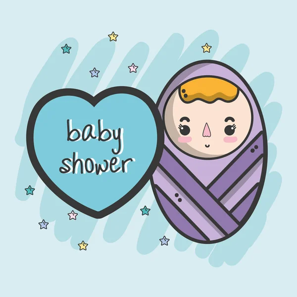 Baby Shower Invitation Birth Boy Vector Illustration — Stock Vector