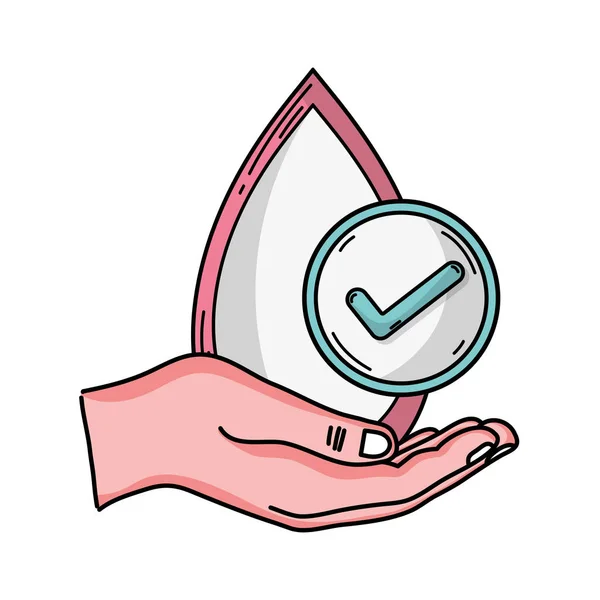 Ruční Kapkou Krve Lékařské Darování Symbol Vektorové Ilustrace — Stockový vektor