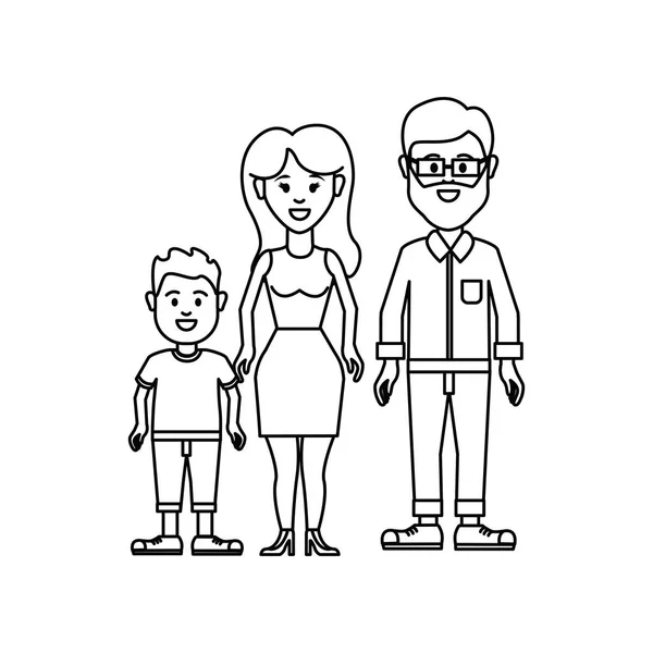 図夫婦とその息子のアイコン ベクトル Illustraction デザイン画像 — ストックベクタ
