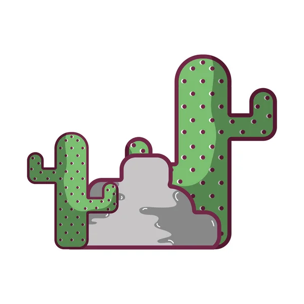 Plan Cactus Con Árboles Ilustración Vectores Elementos Ecológicos — Vector de stock