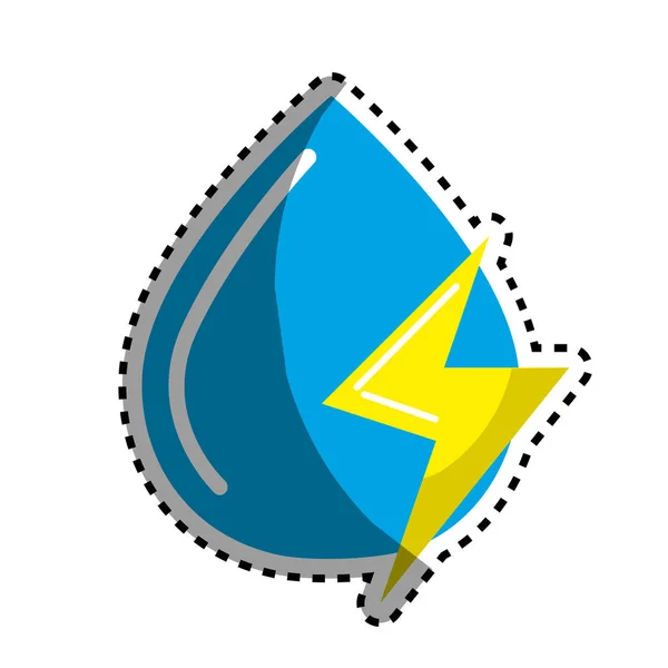 Sticker Blauwe Water Drop Met Energie Ondertekenen Vectorillustratie — Stockvector