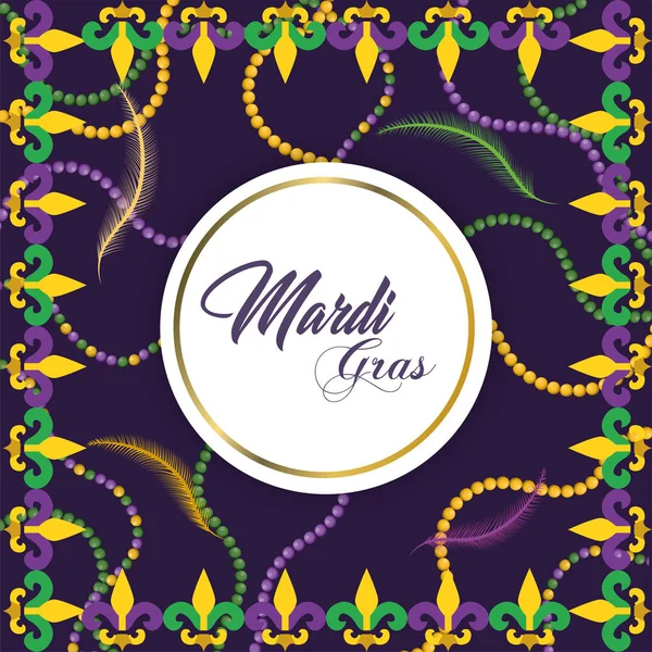 Emblema Círculo Com Decoração Colar Para Merdi Gras Evento Vetor —  Vetores de Stock