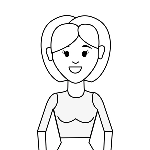 Figura Gente Mujer Con Icono Avatar Tela Casual Vector Ilustración — Vector de stock