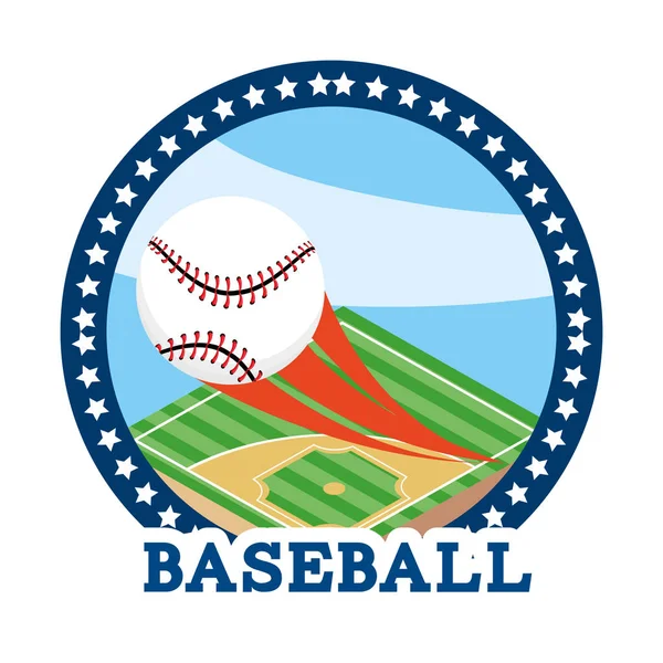 Cirkel Klistermärke Med Baseball Bollen Utrustning Vektorillustration — Stock vektor