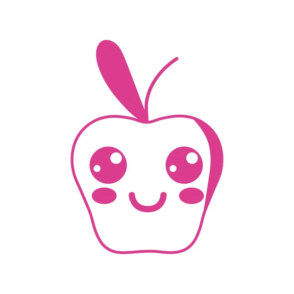 Illustration Vectorielle Fruits Pomme Heureux Mignon Kawaii — Image vectorielle