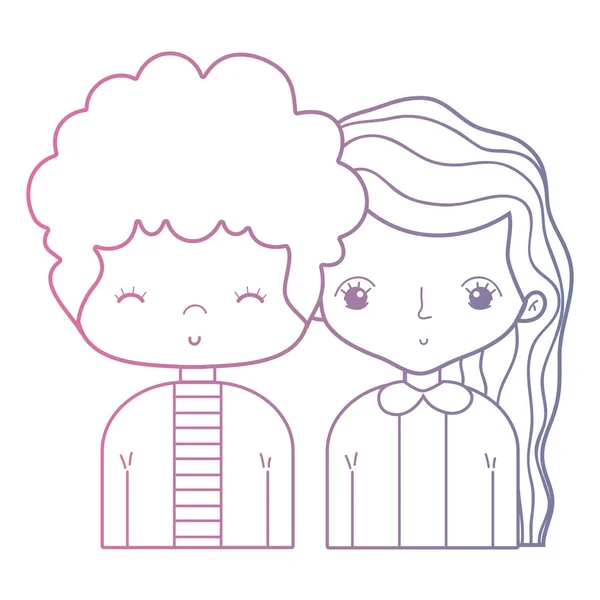 Ligne Couple Beauté Avec Illustration Vectorielle Conception Coiffure — Image vectorielle