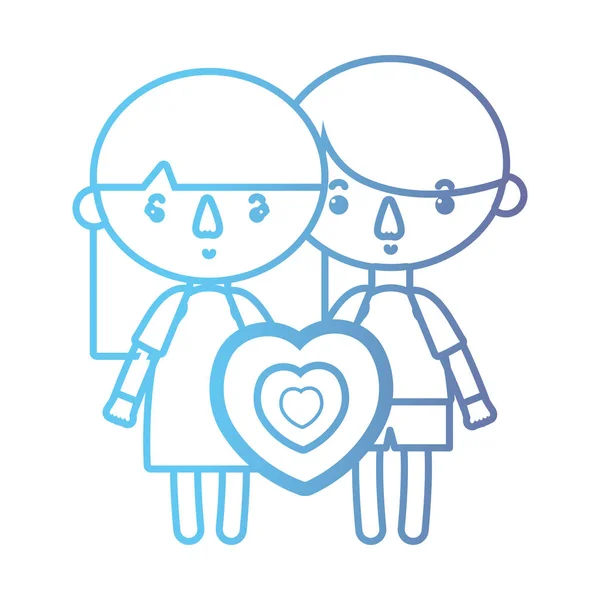 Line Children Together Heart Design Vector Illustration — Stock Vector