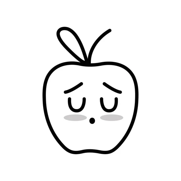 Line Kawaii Cute Tender Apple Fruit Vector Illustration — Stock Vector