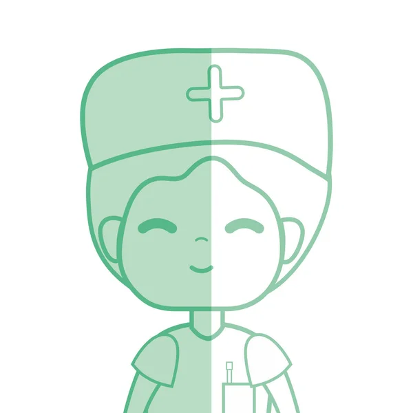 Silueta Kawaii Médico Especialista Con Ilustración Vectorial Uniforme Médico — Archivo Imágenes Vectoriales