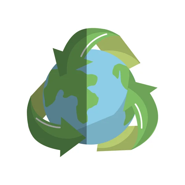 Earth Planet Recycling Symbol Vector Illustration — Stock Vector