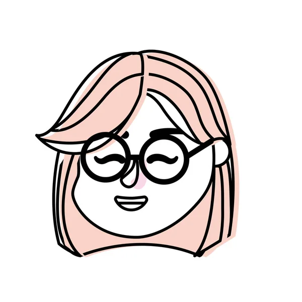 Cabeça Mulher Avatar Com Desenho Penteado Ilustração Vetorial — Vetor de Stock