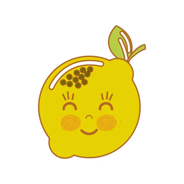 Kawaii Ikon Lemon Yang Bagus Desain Ilustrasi Vektor - Stok Vektor