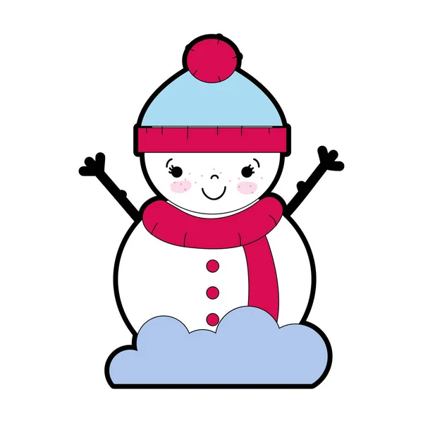 Pupazzo Neve Decorare Celebrare Buon Natale Vettoriale Illustrazione — Vettoriale Stock