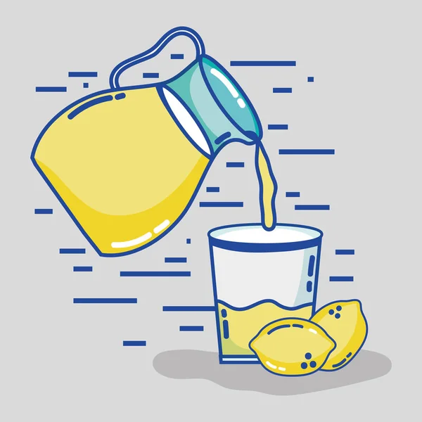 Deliciosa Bebida Jugo Frasco Para Refrescar Ilustración Del Vector — Vector de stock