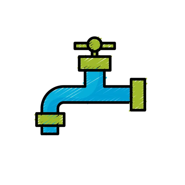 Ecologycal Faucet Water Environment Care Vector Illustration — Stock Vector