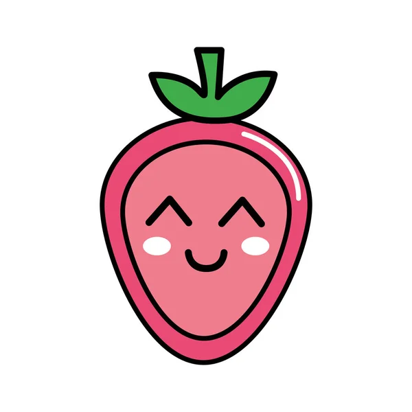 Kawaii Belle Icône Fraise Heureuse Illustration Vectorielle — Image vectorielle