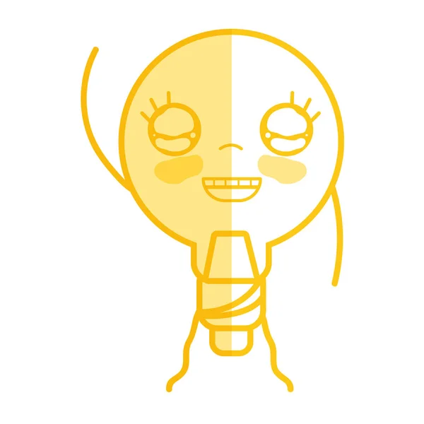 Silhouette Kawaii Cute Happy Bulb Energy Arms Vector Illustration — Stock Vector