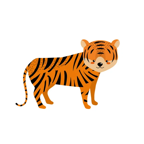 Bonito Tigre Selvagem Animal Ícone Vetor Ilustração — Vetor de Stock