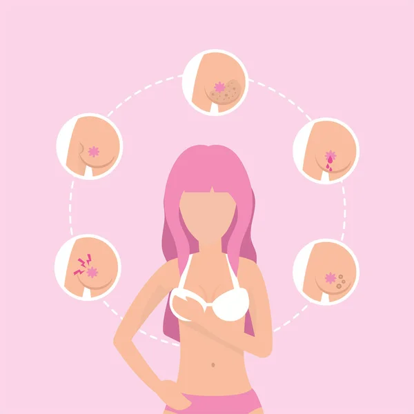 Mujer Atención Médica Cáncer Mama Vector Apoyo Ilustración — Vector de stock