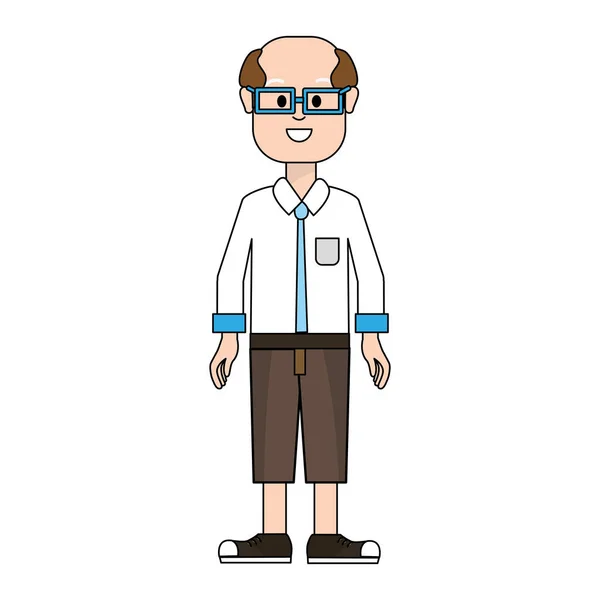 幸せな男のメガネ シャツとパンツ ベクトル イラスト — ストックベクタ
