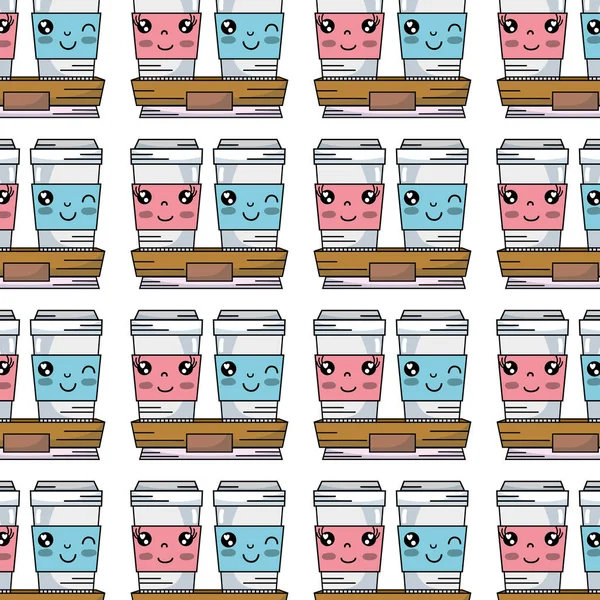可愛いかわいい幸せなコーヒー プラスチック カップ背景ベクトル イラスト — ストックベクタ