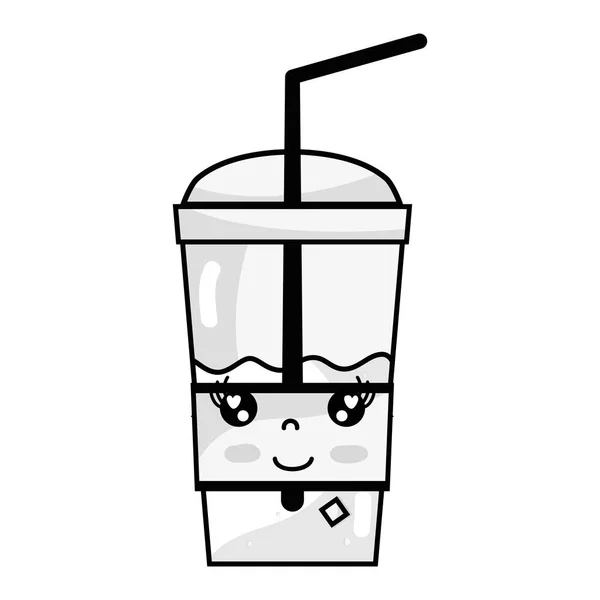 Linie Kawaii Niedlich Glücklich Smoothie Drink Vektor Illustration — Stockvektor