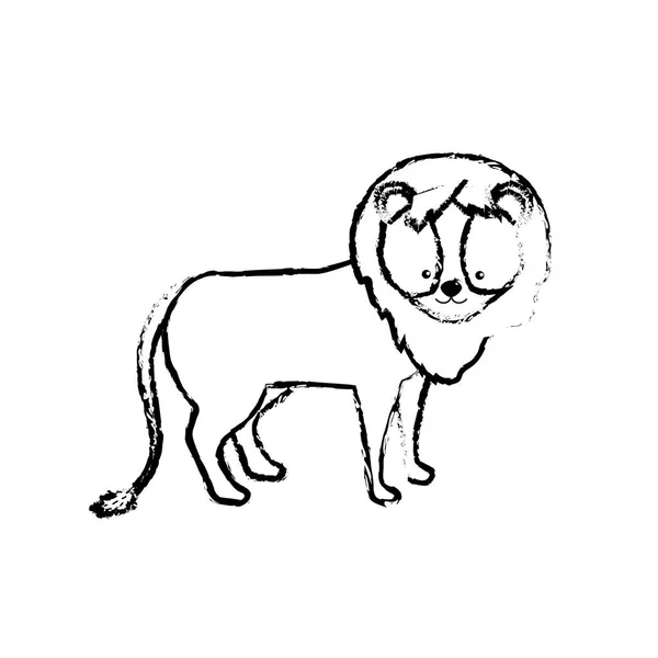 Figure Lion Mignon Animal Sauvage Icône Vectoriel Illustration — Image vectorielle