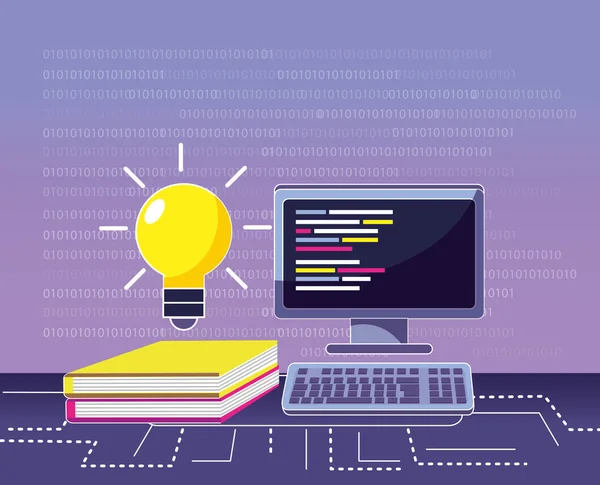 Programmazione Codifica Con Computer Codici Grafica Illustrazione Vettoriale — Vettoriale Stock