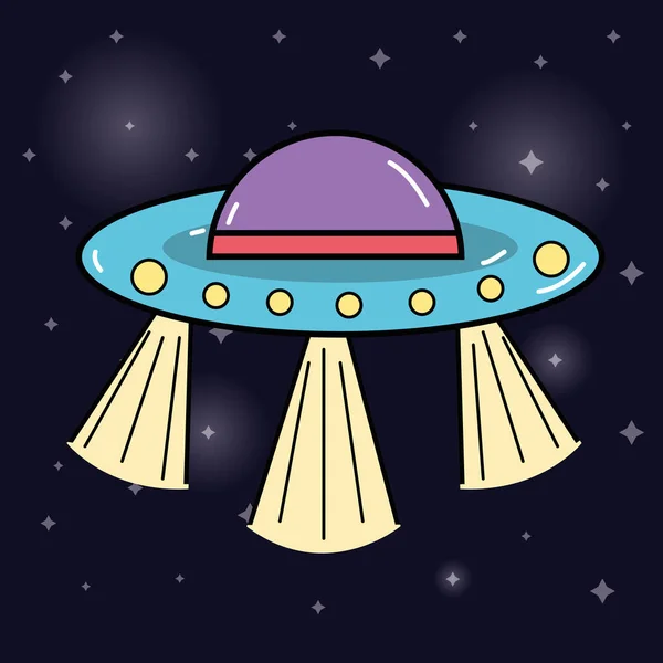 Ufos Galaxienraum Und Geheimnisvolle Schöpfung Vektorillustration — Stockvektor