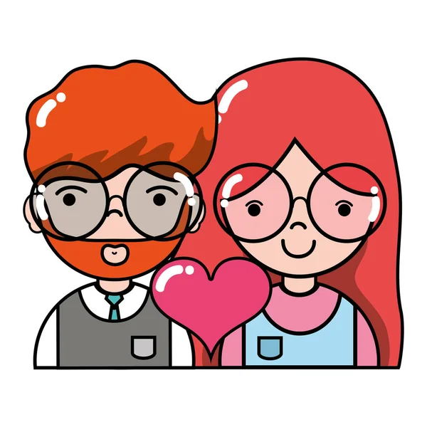 Pareja Con Las Relaciones Belleza Ilustración Del Vector Del Corazón — Vector de stock