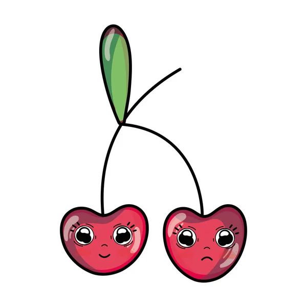 Kawaii Aranyos Boldog Cseresznyelegyet Vektoros Illusztráció — Stock Vector