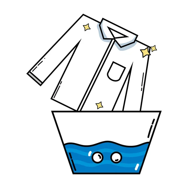 きれいなシャツ バケツ水ベクトル図に浸漬 — ストックベクタ