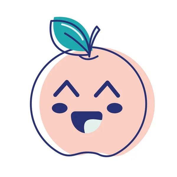 Kawaii Cute Happy Apple Fruit Vektor Illustration - Stok Vektor