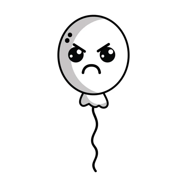 线卡瓦伊可爱愤怒气球设计向量插图 — 图库矢量图片