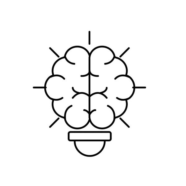 Bombilla Línea Con Cerebro Dentro Ilustración Vectorial Diseño Creativo — Vector de stock