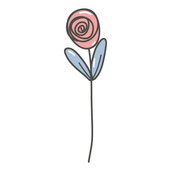 Farbe Rose Pflanze Mit Blättern Design Vektorillustration — Stockvektor